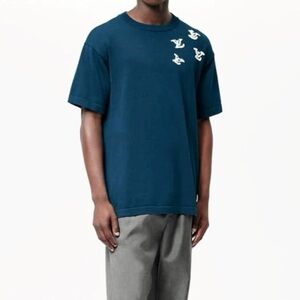 Men's blue Louis  Vuitton piper shirt/ Jazz trumpeter knit sweatshirt